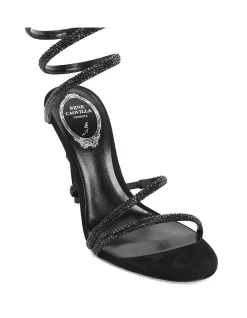 SATIN/SUEDE/JET STRASS SANDAL HEEL