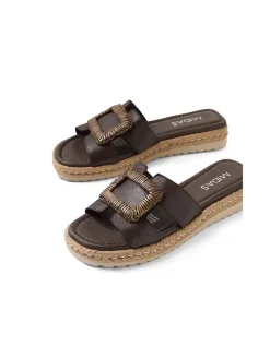 Sati Woven Buckle Leather Platform Sandals