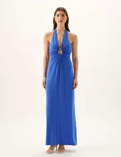 Sawyer Lapis Cutout Cupro Maxi Dress