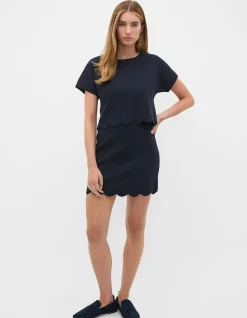 SCALLOP CREPE KNIT TOP