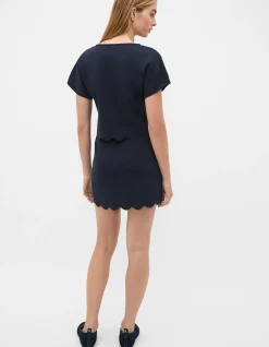 SCALLOP CREPE KNIT TOP