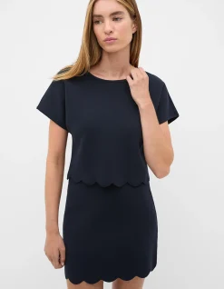 SCALLOP CREPE KNIT TOP