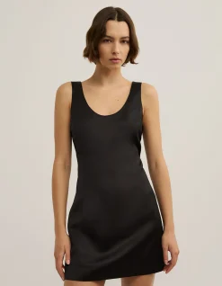 Scoop Neck Satin Mini Dress - Lara Worthington
