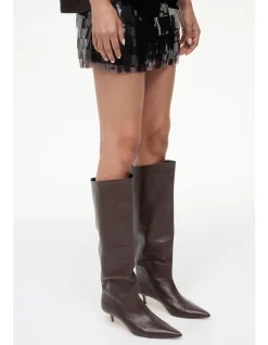 Sebastian Leather Kitten Heel Knee Boots
