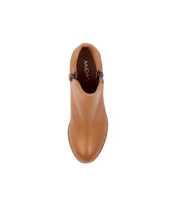 Shaine Dark Tan Leather Ankle Boots
