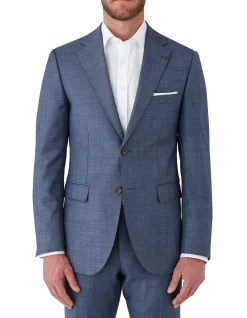 Sharkskin Weave Jacket Tonal Blue