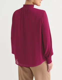 SHIRRED COLLAR BLOUSE