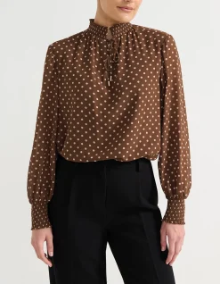 SHIRRED COLLAR BLOUSE