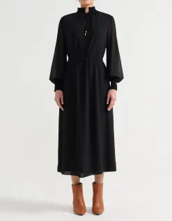 SHIRRED COLLAR DRESS