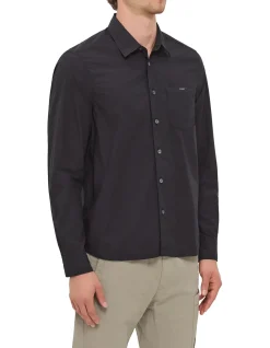 SHIRTS LONG SLEEVE IN EMERIZED POPELINE