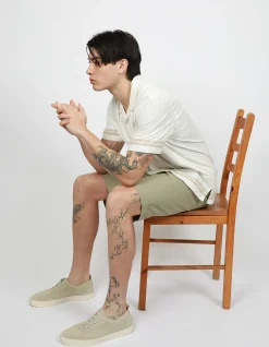 SHORT SLEEVE AZTEC EMBROIDED CUBAN COLLAR COTTON SHIRT