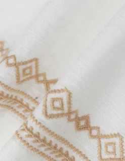 SHORT SLEEVE AZTEC EMBROIDED CUBAN COLLAR COTTON SHIRT