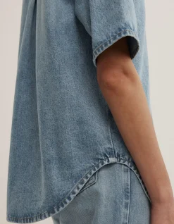 Short Sleeve Denim Snap Shirt