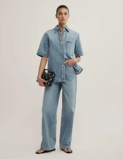 Short Sleeve Denim Snap Shirt