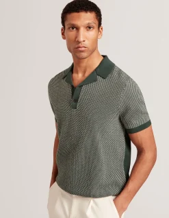 SHORT SLEEVE GREGRY STITCH KNITTED POLO