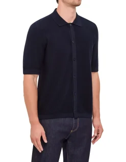 SHORT SLEEVE KNITTED BUTTON COTTON POLO