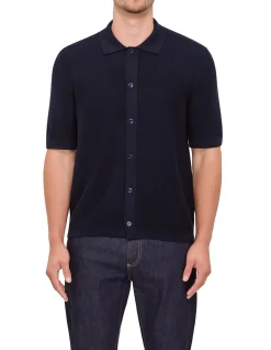 SHORT SLEEVE KNITTED BUTTON COTTON POLO