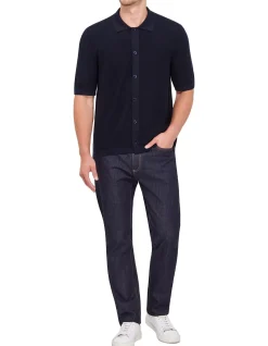 SHORT SLEEVE KNITTED BUTTON COTTON POLO