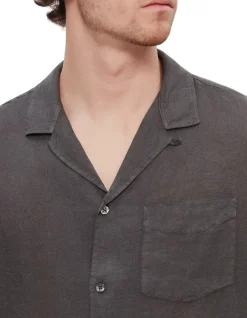 Short Sleeve Linen Shirt Black