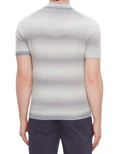 Short Sleeve Ombre Knit Polo Navy