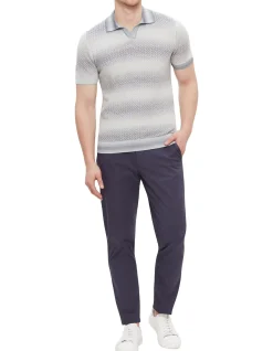 Short Sleeve Ombre Knit Polo Navy