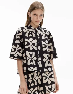 Short Sleeve Printed Linen Shirt