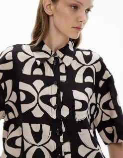 Short Sleeve Printed Linen Shirt