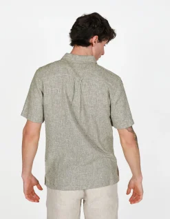 SHORT SLEEVE TEXTURED DOBBY COTTON SHIRT
