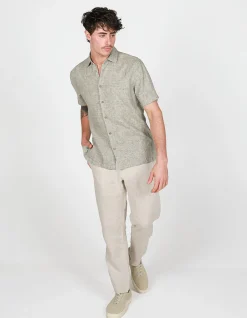 SHORT SLEEVE TEXTURED DOBBY COTTON SHIRT