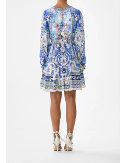 SHORT TIE FRONT BLOUSON DRESS