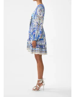 SHORT TIE FRONT BLOUSON DRESS