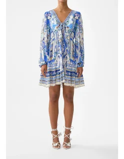 SHORT TIE FRONT BLOUSON DRESS