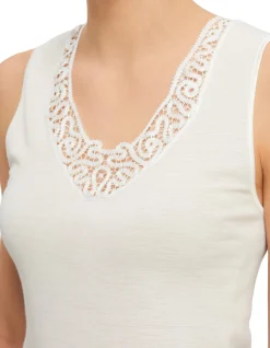 Silk Wool Vest W/Floral Lace