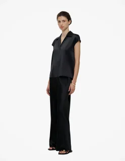 Silk Satin Cap Sleeve Shirt