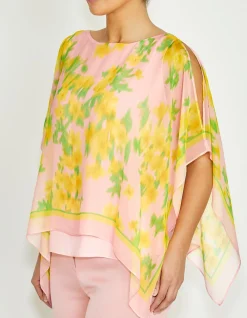 SILVIE PINK FLORAL SILK TOP
