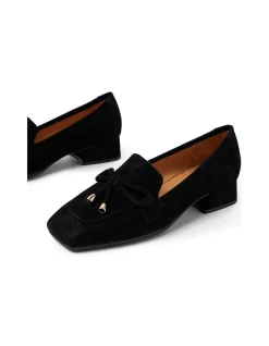 Simon Suede Bow Detail Block Heel Loafers