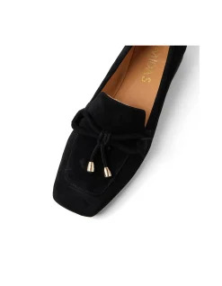 Simon Suede Bow Detail Block Heel Loafers