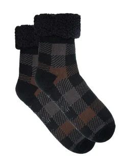 SINGLE PACK HEAT BODS SHERPA CHECK CREW SOCKS