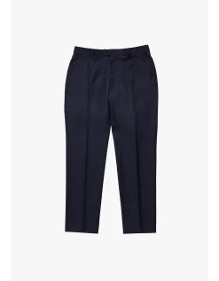 SLACK TROUSER - NAVY MULITCHECK IN PURE WOOL, SUPER 110'S