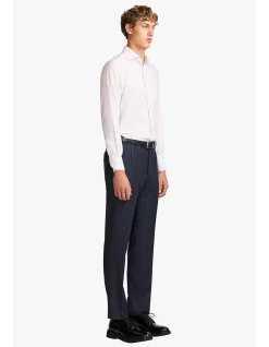SLACK TROUSER - NAVY MULITCHECK IN PURE WOOL, SUPER 110'S