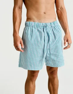 Sleepwear Short Grn / Blu / Wht Stripe