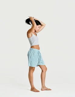 Sleepwear Short Grn / Blu / Wht Stripe