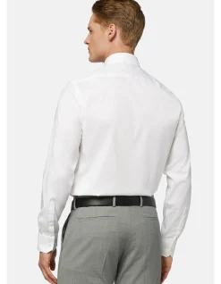 SLIM FIT COTTON STRETCH PIN POINT WINDSOR COLLAR SHIRT