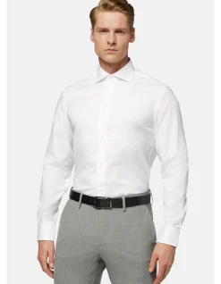 SLIM FIT COTTON STRETCH PIN POINT WINDSOR COLLAR SHIRT