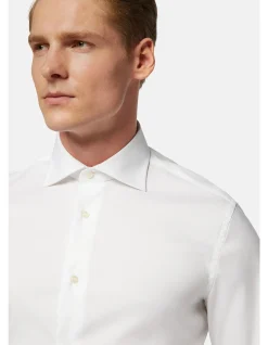 SLIM FIT COTTON STRETCH PIN POINT WINDSOR COLLAR SHIRT