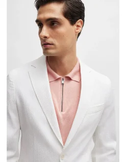 Slim-fit Jacket in Cotton-blend Seersucker