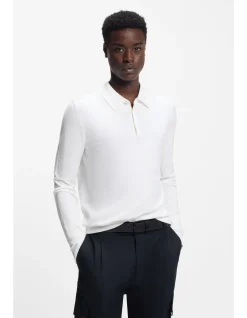 Slim-fit knit polo with rear logo