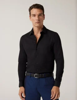 Slim Fit Long Sleeve Textured Dress Shirt