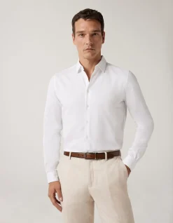 Slim Fit Long Sleeve Textured Dress Shirt