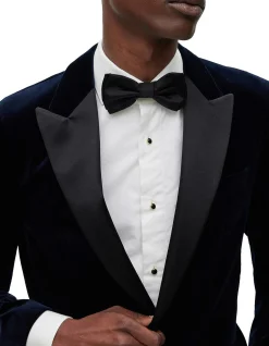 Slim-Fit Tuxedo Jacket in Pure-Cotton Velvet Black
